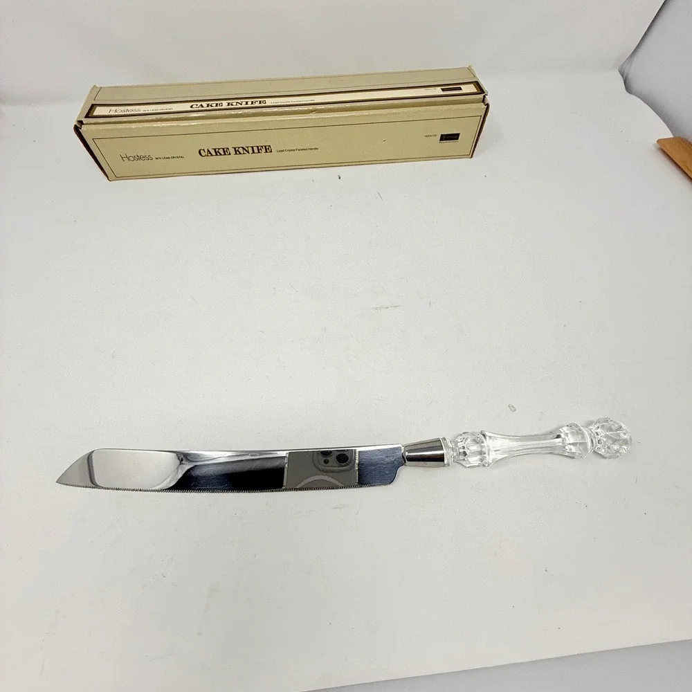 Fostoria Cake Knife Lead Crystal Handle Stainless Steel Blade Size‎ 13 1/4